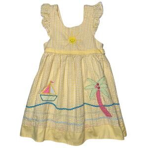 B.T. Kids Dress 3T yellow beach gingham vintage y2k
